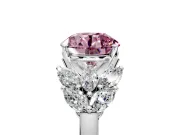 Leaf Cluster Engagement Ring Setting for Fancy Pink Round Cut Center with Marquise Accents and Prong Head in Platinum