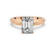 Solitaire Engagement Ring Setting for Emerald Cut Center with Wide Knife Ridge Band and Prong Head in Rose Gold