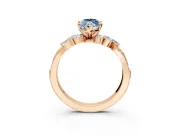 Solitaire Engagement Ring Setting for Fancy Blue Marquise Center with Marquise Accent Twist Band and Prong Head in Rose Gold