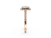Halo Engagement Ring Setting for Princess Cut Center with Narrowing Pave Band and Prong Head in Rose Gold