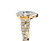 Solitaire Engagement Ring Setting for Pear-Shaped Center with Twisted Pave Split Shank and Prong Head in Yellow Gold