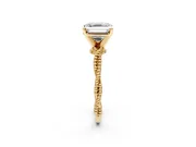 Solitaire Engagement Ring Setting for Asscher Cut Center with Twist Band and Bead Prong Head in Yellow Gold