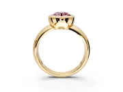 Solitaire Engagement Ring Setting for Fancy Pink Round Cut Center with Wide Band and Bezel Head in Yellow Gold