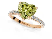 Solitaire Engagement Ring Setting for Fancy Yellow Heart-Shaped Center with Micro Pave Band and Prong Head in Rose Gold