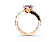 Solitaire Engagement Ring Setting for Fancy Pink Heart-Shaped Center with Single Row Accent Band and Prong Head in Rose Gold