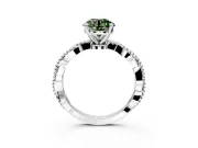 Solitaire Engagement Ring Setting for Fancy Green Round Cut Center with Twist Band and Bead Prong Head in Platinum