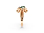 Solitaire Engagement Ring Setting for Fancy Green Heart-Shaped Center with Twisted Band and Scroll Prong Head in Rose Gold