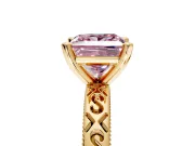 Solitaire Engagement Ring Setting for Fancy Pink Princess Cut Center with Scrollwork Band and Prong Head in Yellow Gold