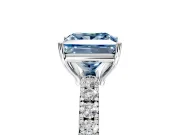 Solitaire Engagement Ring Setting for Fancy Blue Princess Cut Center with Large Accent Band and Prong Head in Sterling Silver
