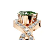 Halo Engagement Ring Setting for Fancy Green Pear-Shaped Center with Pave Infinity Twist Band and Prong Head in Rose Gold
