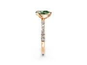 Solitaire Engagement Ring Setting for Fancy Green Pear-Shaped Center with Fine Pave Accents and Prong Head in Rose Gold