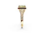 Halo Engagement Ring Setting for Fancy Yellow Princess Cut Center with Pave Split Shank and Prong Head in Yellow Gold