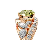 Halo Engagement Ring Setting for Fancy Yellow Heart-Shaped Center with Marquise and Pave Bypass Band and Prong Head in Rose Gold