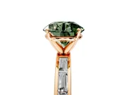 Solitaire Engagement Ring Setting for Fancy Green Round Cut Center with Channel Baguette Band and Prong Head in Rose Gold