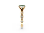 Solitaire Engagement Ring Setting for Fancy Green Radiant Cut Center with Milgrain Bezel Accents and Prong Head in Yellow Gold