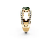 Solitaire Engagement Ring Setting for Fancy Green Round Cut Center with Wide-Open Split Shank and Prong Head in Yellow Gold
