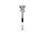 Solitaire Engagement Ring Setting for Fancy Blue Princess Cut Center with Crossover Accents and Prong Head in Platinum