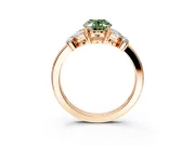 Solitaire Engagement Ring Setting for Fancy Green Oval Center with Marquise Flower Shoulders and Prong Head in Rose Gold