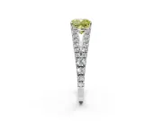 Solitaire Engagement Ring Setting for Fancy Yellow Cushion Cut Center with Pave Split Shank and Prong Head in Platinum
