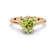 Solitaire Engagement Ring Setting for Fancy Yellow Heart-Shaped Center with Cathedral Band and Prong Head in Rose Gold
