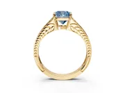 Split Shank Engagement Ring Setting for Fancy Blue Cushion Cut Center with Pave Split Shank and Prong Head in Yellow Gold