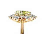 Small-Accent Cluster Halo Engagement Ring Setting for Fancy Yellow Pear-Shaped Center with Plain Band and Prong Head in Yellow Gold