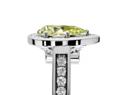 Halo Engagement Ring Setting for Fancy Yellow Pear-Shaped Center with Outer Bezel Rim, Pave Band and Prong Head in Platinum