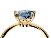 Minimalist Solitaire Engagement Ring Setting for Fancy Blue Heart-Shaped Center with Thin Band and Prong Head in Yellow Gold