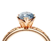 Solitaire Engagement Ring Setting for Fancy Blue Marquise Center with Scrollwork Band and Prong Head in Rose Gold