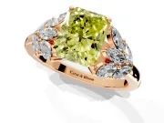 Leaf Cluster Engagement Ring Setting for Fancy Yellow Radiant Cut Center with Marquise Accents and Prong Head in Rose Gold