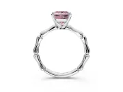 Solitaire Engagement Ring Setting for Fancy Pink Princess Cut Center with Bamboo Band and Prong Head in Platinum