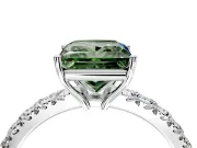 Solitaire Engagement Ring Setting for Fancy Green Princess Cut Center with Large Accent Band and Prong Head in Platinum