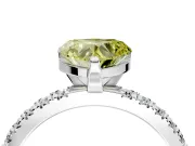 Solitaire Engagement Ring Setting for Fancy Yellow Heart-Shaped Center with Fine Pave Band and Claw Prong Head in Sterling Silver
