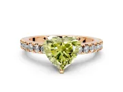 Solitaire Engagement Ring Setting for Fancy Yellow Heart-Shaped Center with Single Row Accent Band and Prong Head in Rose Gold