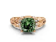 Solitaire Engagement Ring Setting for Fancy Green Cushion Cut Center with Filigree Accent Basket and Prong Head in Rose Gold
