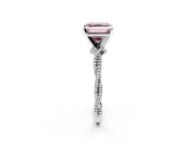 Solitaire Engagement Ring Setting for Fancy Pink Asscher Cut Center with Twist Band and Bead Prong Head in Platinum