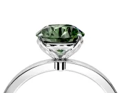 Solitaire Engagement Ring Setting for Fancy Green Round Cut Center with Thin Rounded Plain Band and Prong Head in Platinum