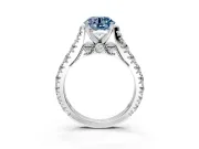 Solitaire Engagement Ring Setting for Fancy Blue Round Cut Center with Pave Cathedral Shoulders and Prong Head in Sterling Silver
