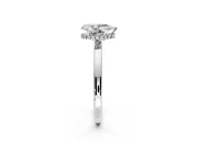 Hidden Halo Engagement Ring Setting for Pear-Shaped Center with Plain Band and Tall Prong Head in White Gold