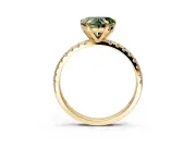 Solitaire Engagement Ring Setting for Fancy Green Heart-Shaped Center with Fine Pave Narrow Band and Prong Head in Yellow Gold
