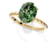 Solitaire Engagement Ring Setting for Fancy Green Oval Center with 2-Strand Rope Twist Band and Prong Head in Yellow Gold