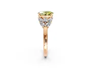 Leaf Cluster Engagement Ring Setting for Fancy Yellow Oval Center with Marquise Accents and Prong Head in Rose Gold
