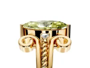 Solitaire Engagement Ring Setting for Fancy Yellow Marquise Center with Twisted Band and Scroll Prong Head in Yellow Gold