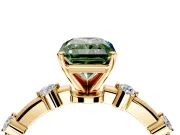 Solitaire Engagement Ring Setting for Fancy Green Radiant Cut Center with Bezel Station Band and Prong Head in Yellow Gold