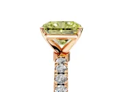 Open Basket Engagement Ring Setting for Fancy Yellow Radiant Cut Center with Pave Band and Prong Head in Rose Gold