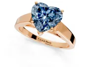 Solitaire Engagement Ring Setting for Fancy Blue Heart-Shaped Center with Tapered Split Shoulders and Prong Head in Rose Gold