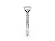 Open Basket Engagement Ring Setting for Radiant Cut Center with Pave Band and Prong Head in White Gold
