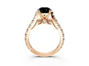 Solitaire Engagement Ring Setting for Fancy Black Round Cut Center with Pave Cathedral Shoulders and Prong Head in Rose Gold