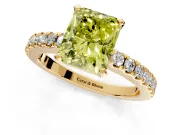 Solitaire Engagement Ring Setting for Fancy Yellow Radiant Cut Center with Single Row Accent Band and Prong Head in Yellow Gold