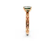 Solitaire Engagement Ring Setting for Fancy Green Princess Cut Center with Scrollwork Band and Prong Head in Rose Gold